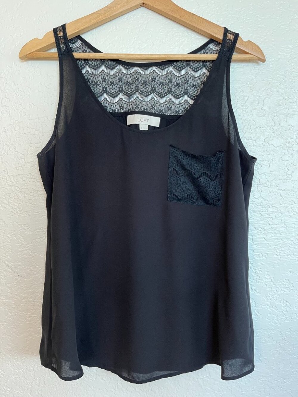 Ann Taylor LOFT Black Lace Sleeveless Blouse, Size S